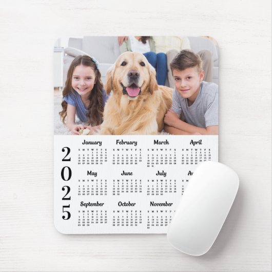 Moderne 2025 Kalender Custom 12 maanden Eenvoudige Muismat (Met muis)