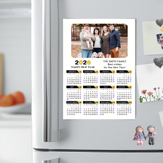 Moderne 2025 Kalender Foto Zwart Goud Magnetisch
