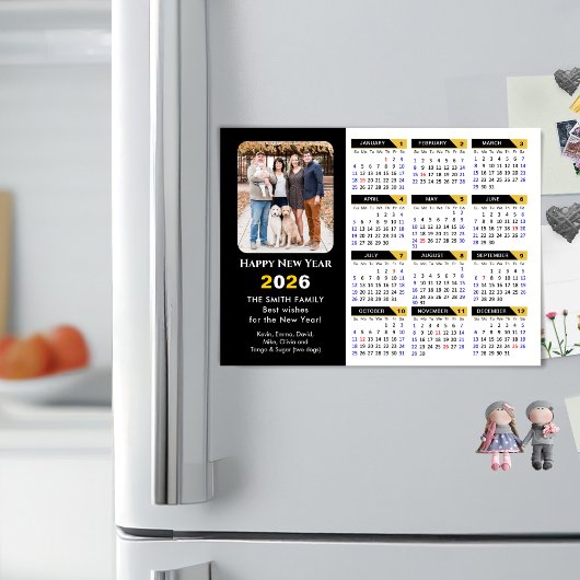 Moderne 2025 Kalender Foto Zwart Goud Magnetisch
