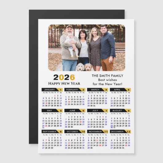 Moderne 2025 Kalender Foto Zwart Goud Magnetisch (Voorkant / Achterkant)