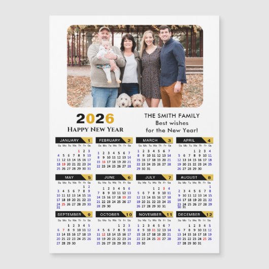Moderne 2025 Kalender Foto Zwart Goud Magnetisch (Voorkant)