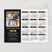 Moderne 2025 Kalender Foto Zwart Goud Minimalist Feestdagenkaart (Voorkant)