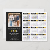 Moderne 2025 Kalender Foto Zwart Goud Minimalist Feestdagenkaart (Voorkant)