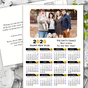 Moderne 2025 Kalender Foto Zwart Goud Minimalist Feestdagenkaart