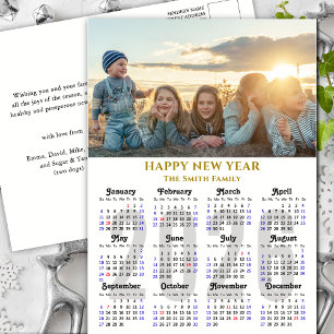 Moderne 2025 Kalender Gold Script Photo Minimalist Feestdagenkaart