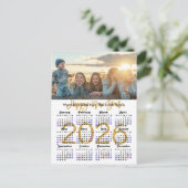Moderne 2025 Kalender Gold Script Photo Minimalist Feestdagenkaart (Staand voorkant)