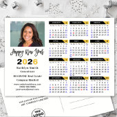 Moderne 2025 Kalender Goud Zwart Bedrijfsfoto Feestdagenkaart