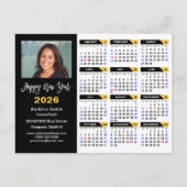 Moderne 2025 Kalender Goud Zwart Bedrijfsfoto Feestdagenkaart (Voorkant)