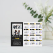 Moderne 2025 Kalender Goud Zwart Business 2 Foto Feestdagenkaart (Staand voorkant)