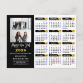 Moderne 2025 Kalender Goud Zwart Business 2 Foto Feestdagenkaart (Voorkant)