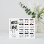 Moderne 2025 Kalender Goud Zwart Business 2 Foto Feestdagenkaart (Staand voorkant)
