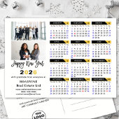 Moderne 2025 Kalender Goud Zwart Business 2 Foto Feestdagenkaart