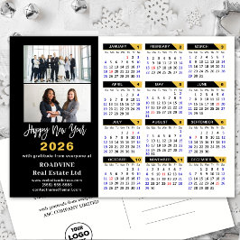 Moderne 2025 Kalender Goud Zwart Business 2 Foto Feestdagenkaart