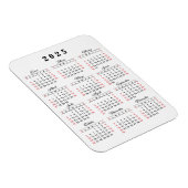 Moderne 2025 Kalender in het Spaans Wit Zwart Rood Magneet (Rechterzijde)
