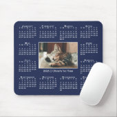 Moderne 2025 Kalender Uw fotonaam op Navy Blue Muismat (Met muis)