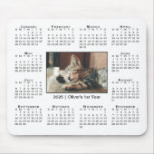 Moderne 2025 Kalender Uw Fotonaam op Wit Muismat (Voorkant)