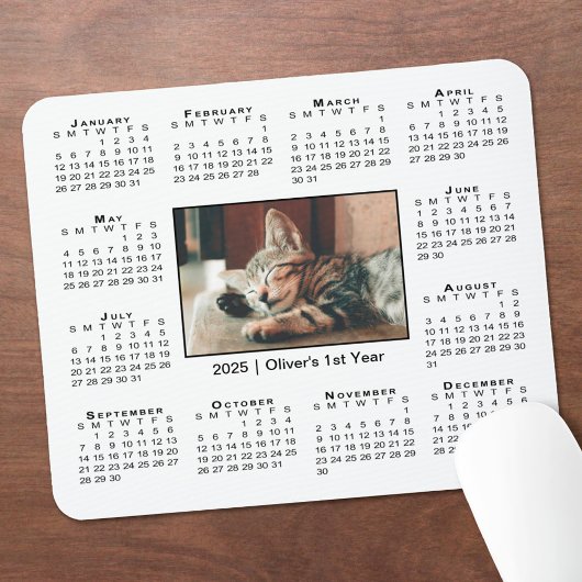 Moderne 2025 Kalender Uw Fotonaam op Wit Muismat