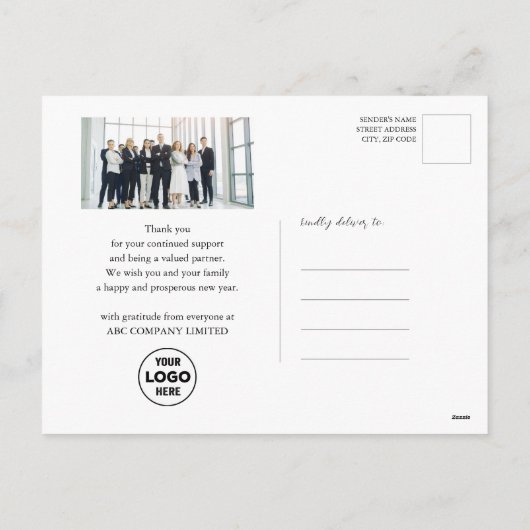 Moderne 2025 Kalender Zakelijke Foto Goud Zwart Feestdagenkaart (Achterkant)