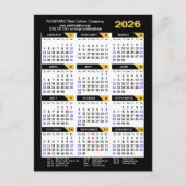Moderne 2025 Kalender Zakelijke Foto Goud Zwart Feestdagenkaart (Voorkant)