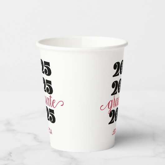 Moderne 2025 Red Black Afstuderen Papieren beker (Links)