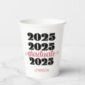 Moderne 2025 Red Black Afstuderen Papieren beker (Voorkant)