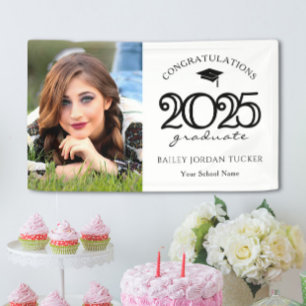 Moderne 2025 Zwart-wit foto Graduation Party Spandoek