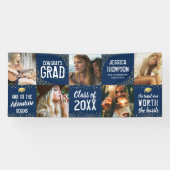 Moderne 2026 Afgestudeerde Marine & Gouden Fotoban Spandoek (Horizontaal)