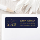 Moderne 2026 Blauwe Gouden Script Typografie Afstu Etiket (Insitu)