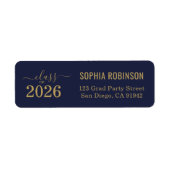 Moderne 2026 Blauwe Gouden Script Typografie Afstu Etiket (Voorkant)