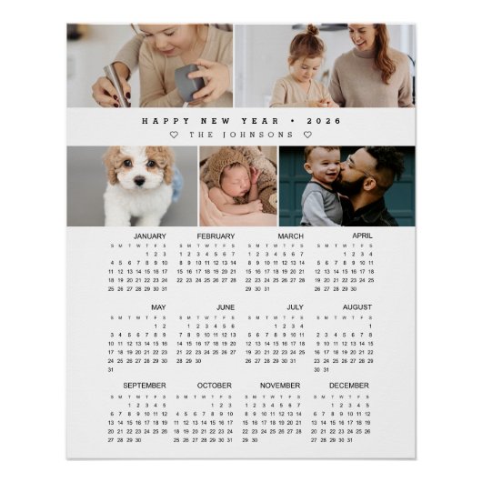Moderne 2026 foto-collage wandkalender perfect poster (Voorkant)