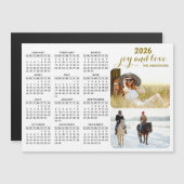 Moderne 2026 fotokalender magneet zwart wit goud (Voorkant / Achterkant)