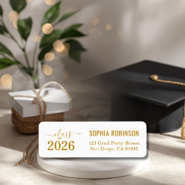 Moderne 2026 Gouden Script Typografie Afstudeercer Etiket
