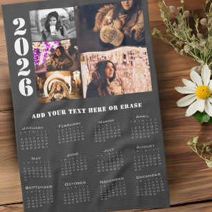 Moderne 2026 Kalender 5 Foto Collage Keuken Handdo Theedoek