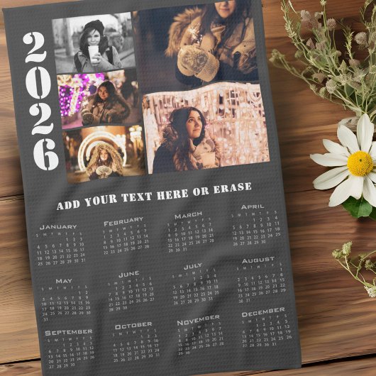 Moderne 2026 Kalender 5 Foto Collage Keuken Handdo Theedoek