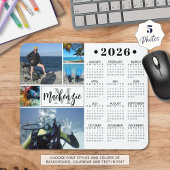 Moderne 2026 Kalender 5 Foto's Monogram Naam Muismat