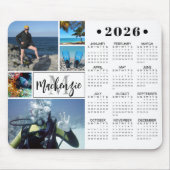 Moderne 2026 Kalender 5 Foto's Monogram Naam Muismat (Voorkant)