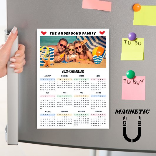 Moderne 2026 kalender aangepaste foto collage magn