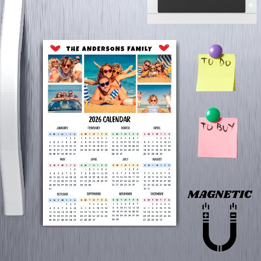 Moderne 2026 kalender aangepaste foto collage magn