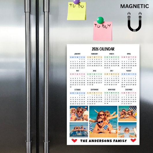 Moderne 2026 kalender aangepaste foto collage magn