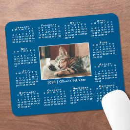 Moderne 2026 Kalender Uw Fotonaam op Blauw Muismat