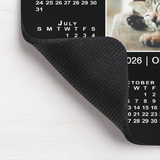 Moderne 2026 Kalender Uw Fotonaam op Zwart Muismat (Hoek)
