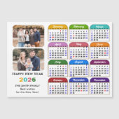 Moderne 2026 Kleurenkalender Eenvoudig 2 Foto Magn (Voorkant)