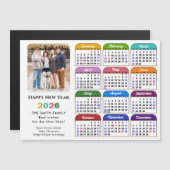 Moderne 2026 Kleurrijke Kalender Chic Foto Magneti (Voorkant / Achterkant)