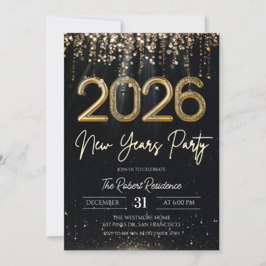 Moderne 2026 Oud en Nieuw-feest  Kaart (Voorkant)