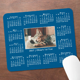 Moderne 2027 Agenda Uw Foto Naam op Blauw Muismat