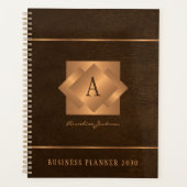 Moderne 2027 gouden monogram naam script elegant planner (Voorkant)