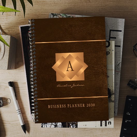 Moderne 2027 gouden monogram naam script elegant planner