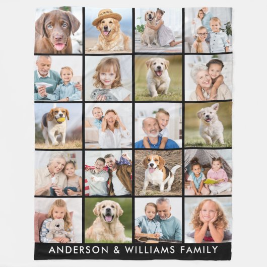 Moderne 20 foto collage gepersonaliseerde eenvoudi fleece deken (Voorkant)