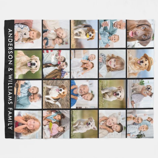 Moderne 20 foto collage gepersonaliseerde eenvoudi fleece deken (Voorkant (Horizontaal))