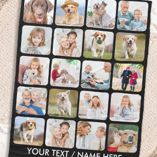 Moderne 20-foto Collage, speciaal stijlvol zwart Fleece Deken